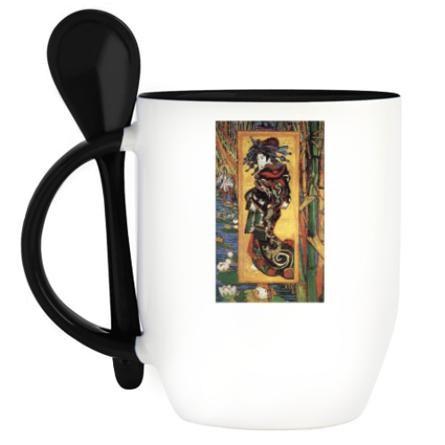 Кружка с ложкой с принтом Ван Гог