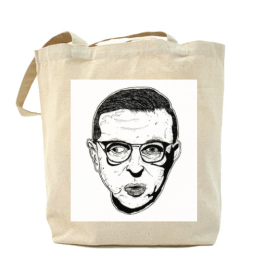 Сумка шоппер с принтом Жан-Поль Сартр