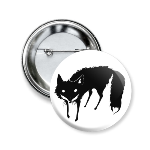 Значок 50мм с принтом Чёрная лиса