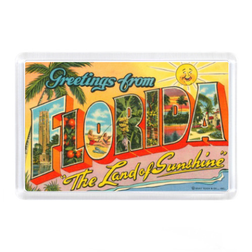 Магнит с принтом Ретро Флорида, США