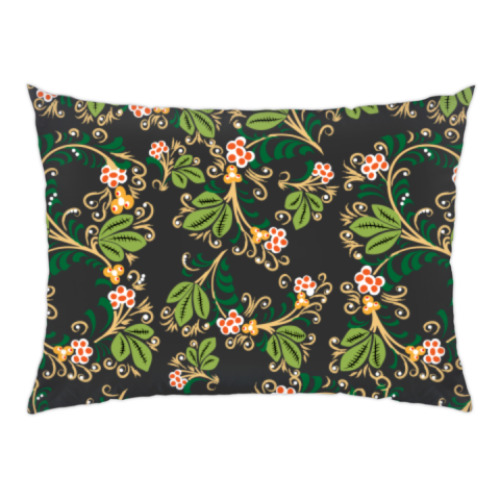 Подушка с принтом Узор. Листья и ягоды.