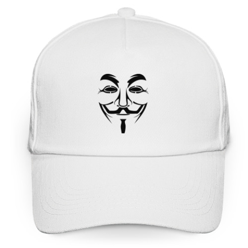 Кепка бейсболка с принтом Маска Анонимуса