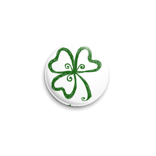 Значок 25мм с принтом Нарисованный клевер