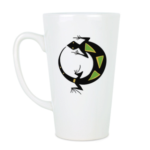 Чашка Латте с принтом Ящер