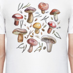 Принт с лесными грибами