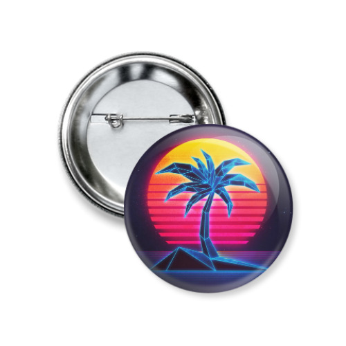 Значок 37мм с принтом Retro пальма