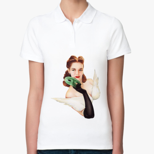 Женская рубашка поло (печать) с принтом  Пин-ап