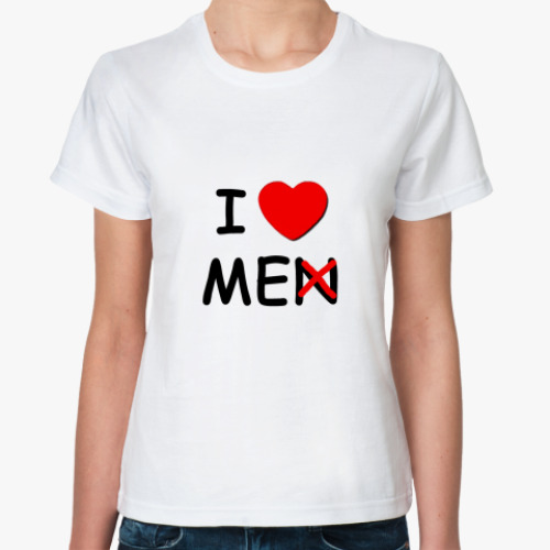 Классическая футболка с принтом  I love me