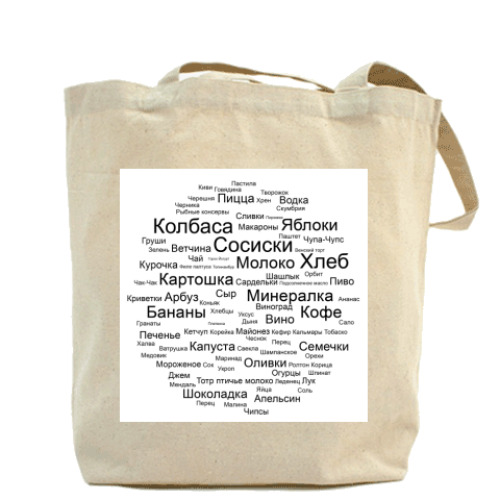 Сумка шоппер с принтом облако тэгов