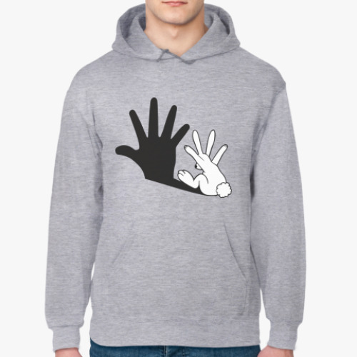 Толстовка худи с принтом Заяц и тень