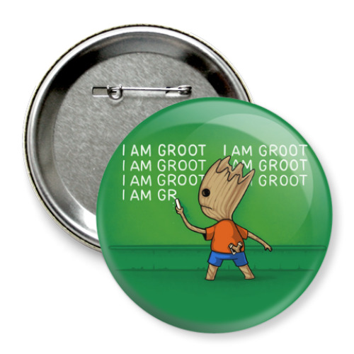 Значок 75мм с принтом Я есть Груут