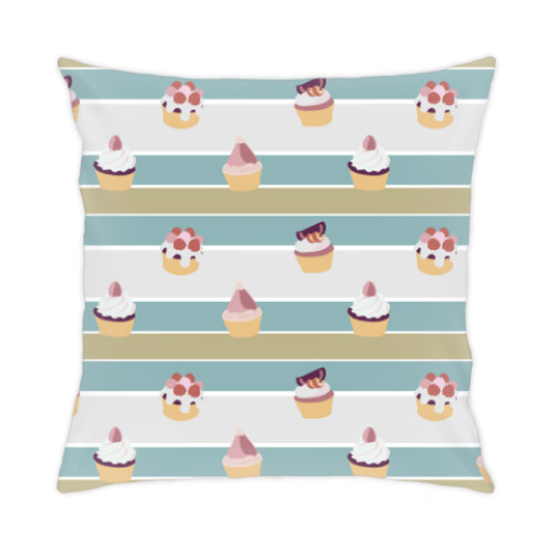 Подушка с принтом cupcakes