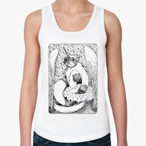 Женская майка с принтом Unicorn Weasel Guarding Donut