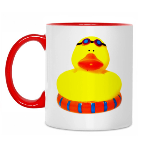 Кружка с принтом Уточка с красным кругом