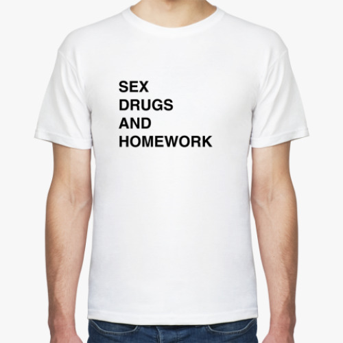 Футболка с принтом Sex, Drugs and Homework