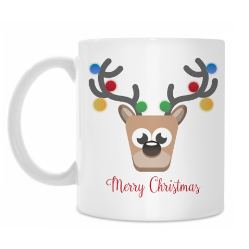 Кружка с принтом Новогодний олень