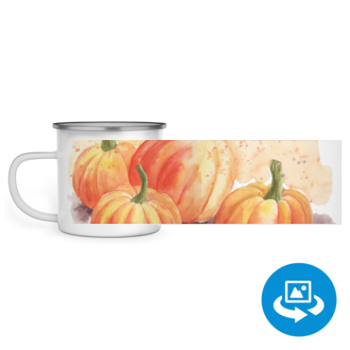 Эмалированная кружка (круговая запечатка) с принтом Тыквы