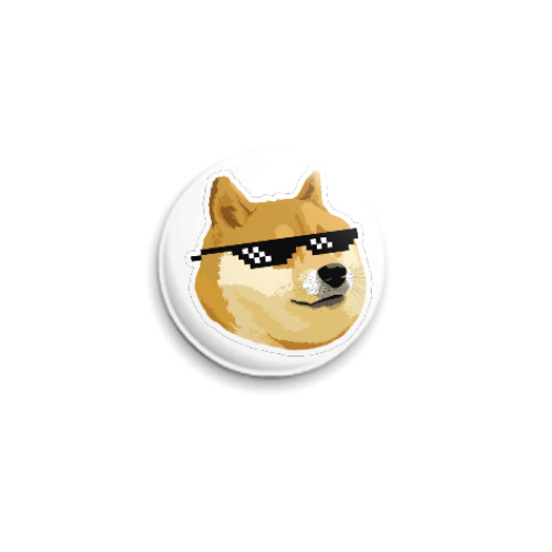 Значок 25мм с принтом Doge meme, deal with it очки
