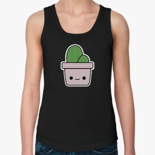 Женская майка с принтом Веселый кактус