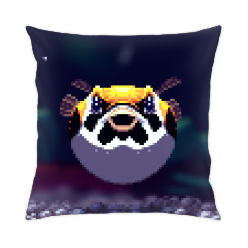 Подушка с принтом Рыба фугу