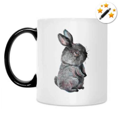 Кружка-хамелеон с принтом Маленький чёрный кролик