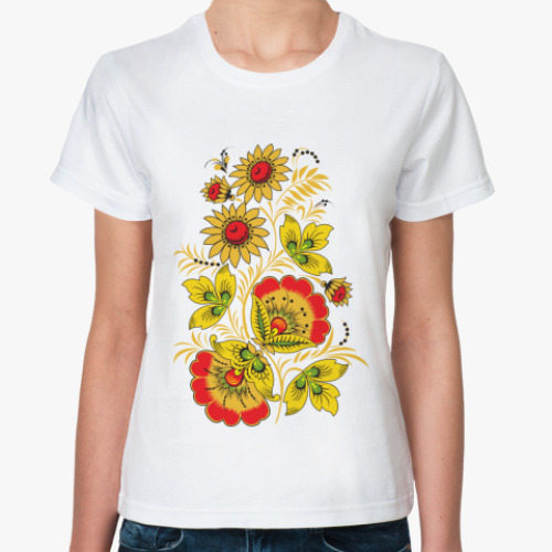 Классическая футболка с принтом Русский народный узор
