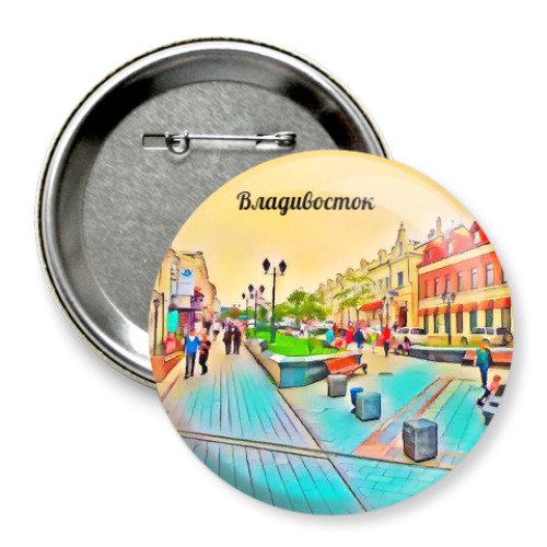 Значок 75мм с принтом Владивосток