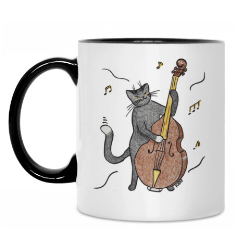 Кружка с принтом КОТрабасист