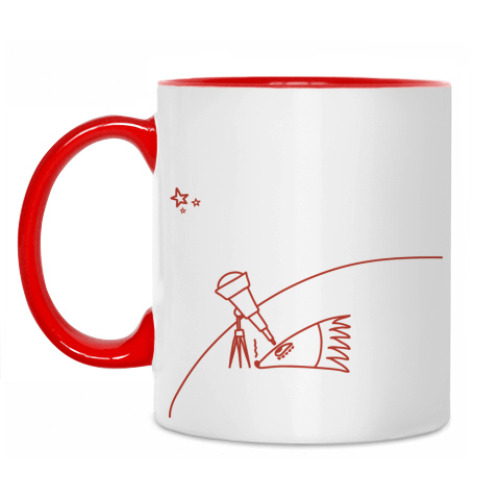 Кружка с принтом Ёж наблюдает за звёздами