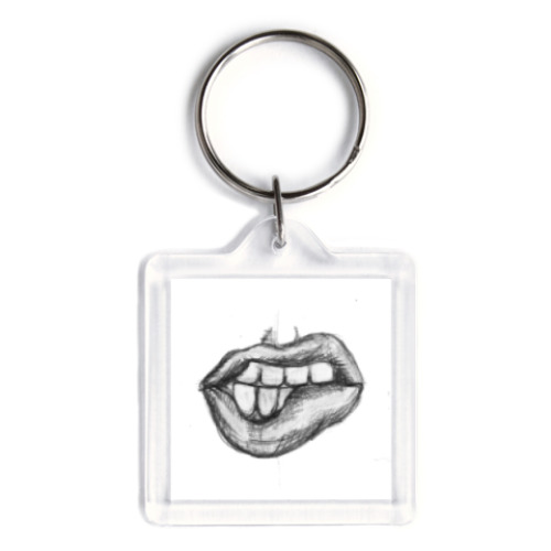 Брелок с принтом Губы губки губы рисунок карандашом