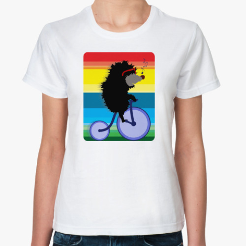 Классическая футболка с принтом Ёжик в тумане