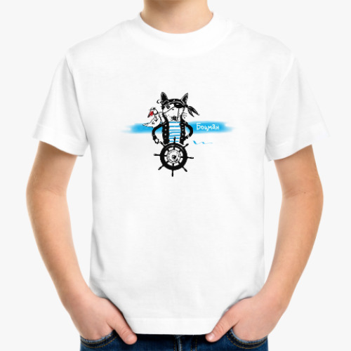 Детская футболка с принтом Морской волк с чайкой - пираты северных морей.