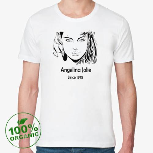 Футболка из органик-хлопка с принтом Angelina Jolie