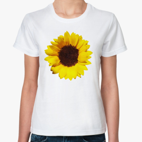Классическая футболка с принтом Подсолнух