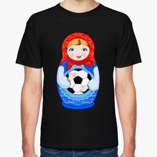 Футболка с принтом Матрёшка-футболист