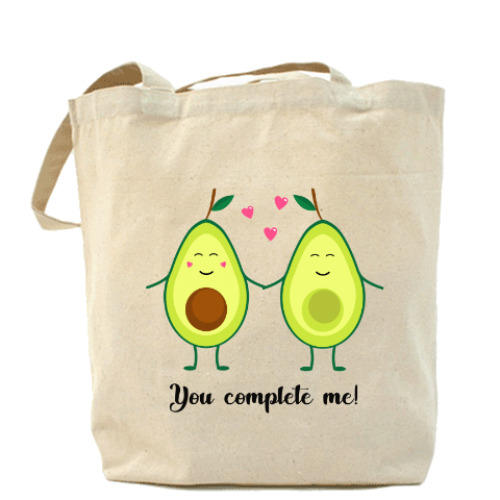 Сумка шоппер с принтом Влюбленные авокадо