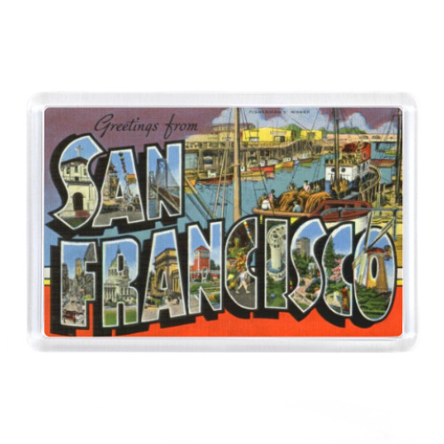 Магнит с принтом Ретро Сан-Франциско, Калиф.