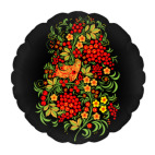 Подушка 35x35 см с цветной обратной стороной Русская роспись хохлома