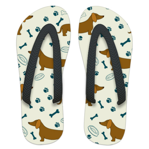 Шлепанцы (сланцы) с принтом Таксы