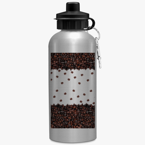 Бутылка с карабином (500 мл) с принтом НИ ДНЯ БЕЗ КОФЕ