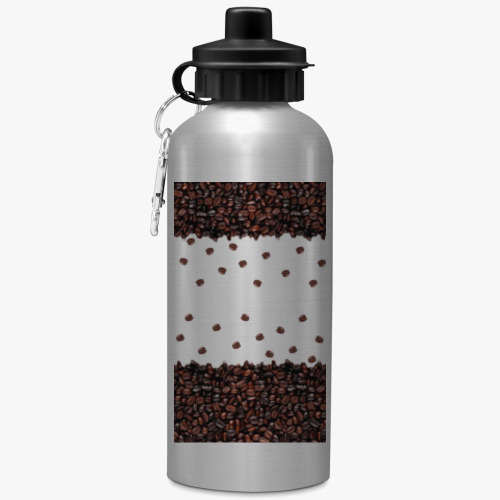 Бутылка с карабином (500 мл) с принтом НИ ДНЯ БЕЗ КОФЕ