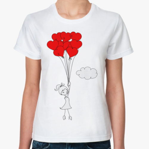 Классическая футболка с принтом  влюбленная