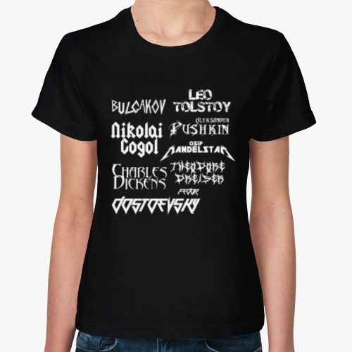 Женская футболка с принтом Вся классика рока