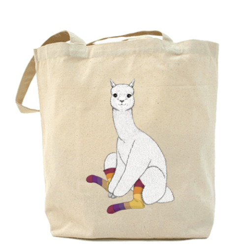 Сумка шоппер с принтом Альпака в носках