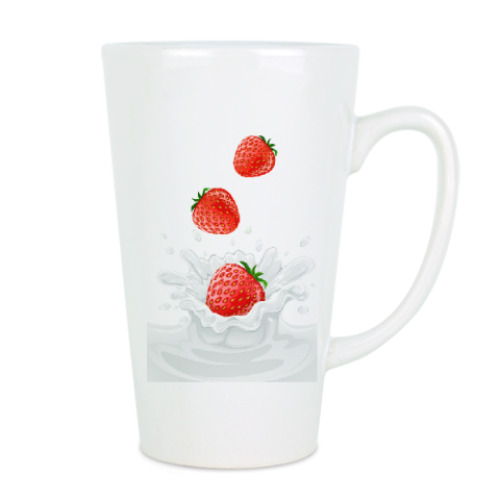 Чашка Латте с принтом Молоко с клубникой