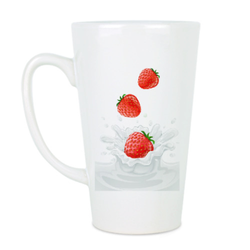 Чашка Латте с принтом Молоко с клубникой