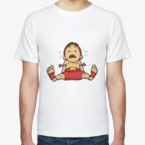 Футболка с принтом Тайбоксер Плачет