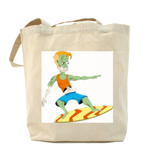 Сумка шоппер с принтом Зомби - серфер