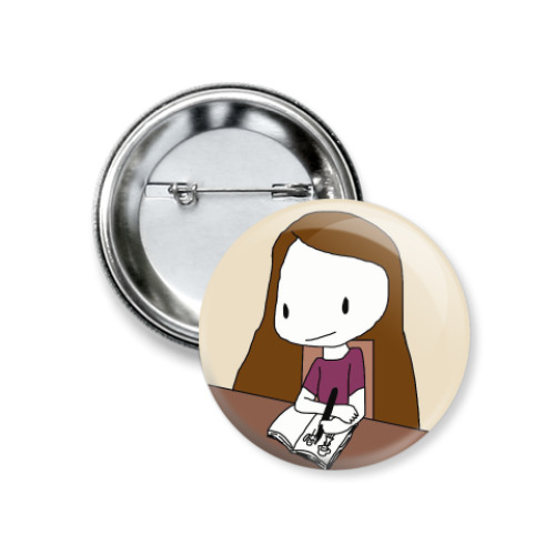 Значок 37мм с принтом Девочка рисует