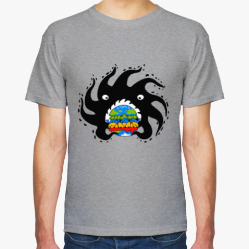 Футболка с принтом Black hole eating a globurger